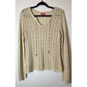 Dorothee Bis Crochet Top‎ Womens XL Festival Boho Cottagecore Hippie Retro Y2K